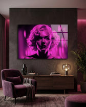 Neon Pink Blonde Portrait Glass Wall Art