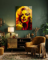 Golden Yellow Blonde Diva Glass Wall Art