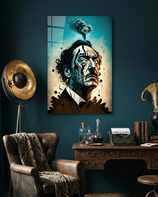 Mushroom Cloud Head Surreal Portrait Glass Wall Art