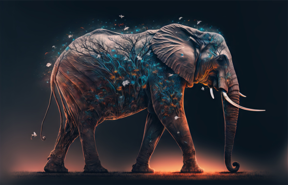 Glory of an Elephant Glass Wall Art  || Designer Collection