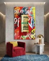 Pop Art Cash Roll Portrait Glass Wall Art || Designer Collection