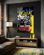 Yellow Graffiti Boxing Duo Pop Glass Wall Art