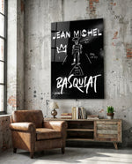 Black White Stick Figure Crown Glass Wall Art