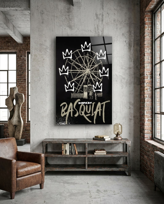 Street Stencil Meets Neo-Expressionist Glass Wall Art || Designer Collection