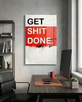 Red Block Bold Motivation Typography Glass Wall Art