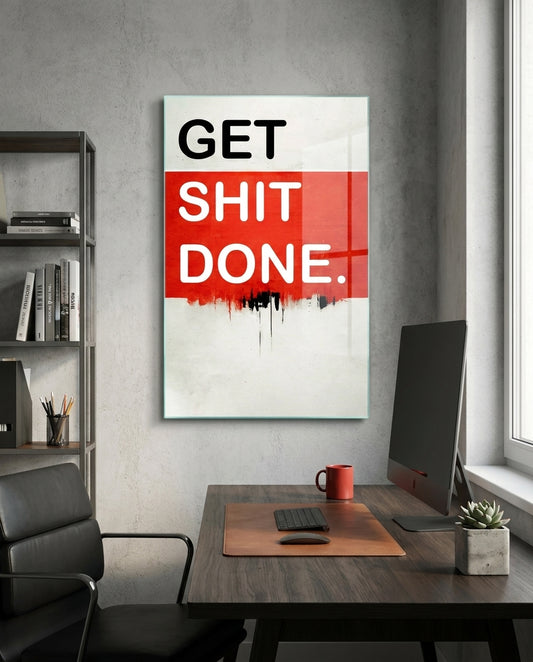 Red Block Bold Motivation Typography Glass Wall Art