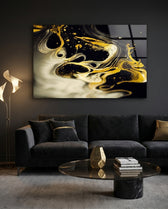 Golden Splash Glass Wall Art || Designer Collection