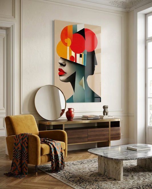Geometric Thoughts Glass Wall Art || Designer Collection