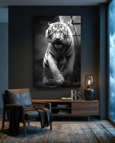 Tiger's Wrath Glass Wall Art || Designer Collection