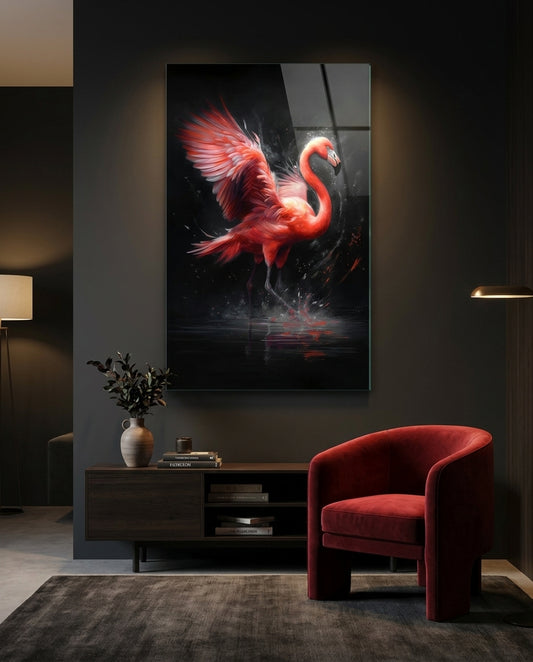 Flamingo Glass Wall Art || Designer Collection
