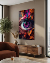 Autumn Leaves Violet Iris Eye Glass Wall Art