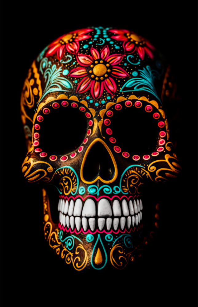 Flowery Skull Glass Wall Art || Designer Collection