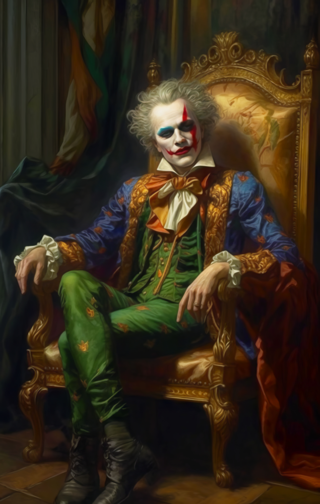 Clown and the Throne Glass Wall Art || Designer's Collection