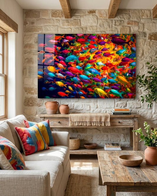Fish World Glass Wall Art || Designer Collection