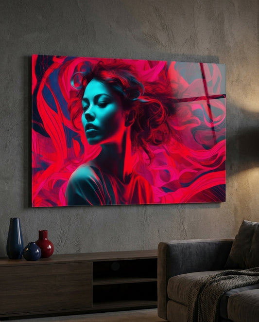 Red Feelings Glass Wall Art || Designer Collection