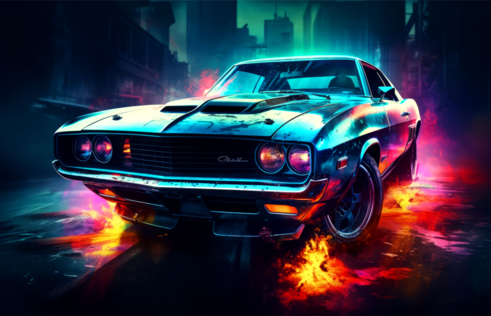 1970 Dodge Challenger  Glass Wall Art || Designer Collection