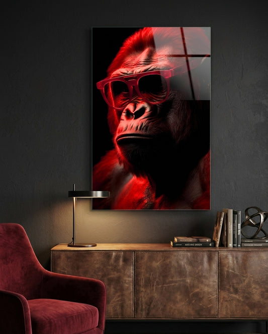 Ape the Thinker Glass Wall Art || Designer Collection