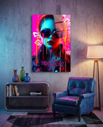 Pink Graffiti Drip Woman Glass Wall Art