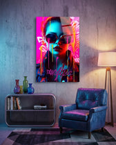 Pink Graffiti Drip Woman Glass Wall Art