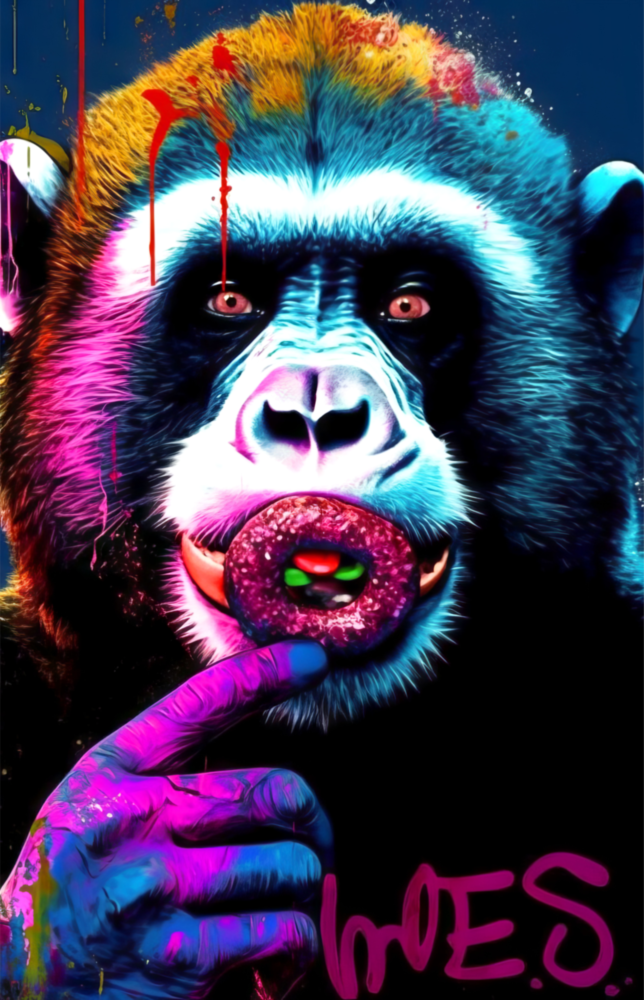 Monkey Kiss Glass Wall Art || Designer Collection