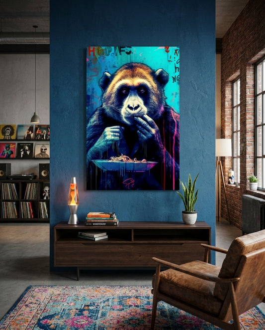 Hungry Monkey Glass Wall Art || Designer Collection