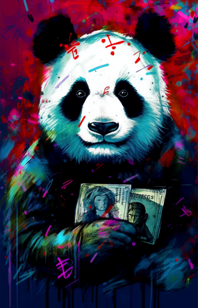 Bibliophile Panda Glass Wall Art || Designer Collection