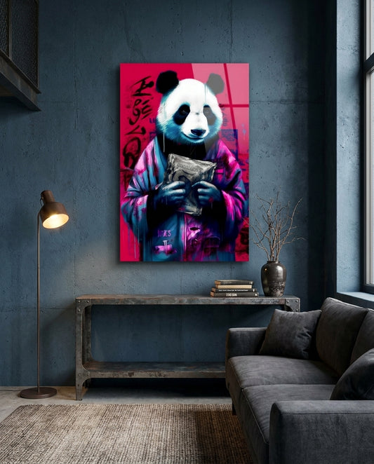 Panda Glass Wall Art || Designer Collection