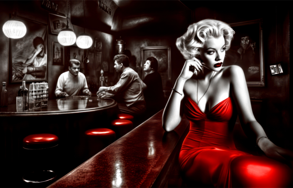 Marilyn in the Bar Glass Wall Art || Designer Collection