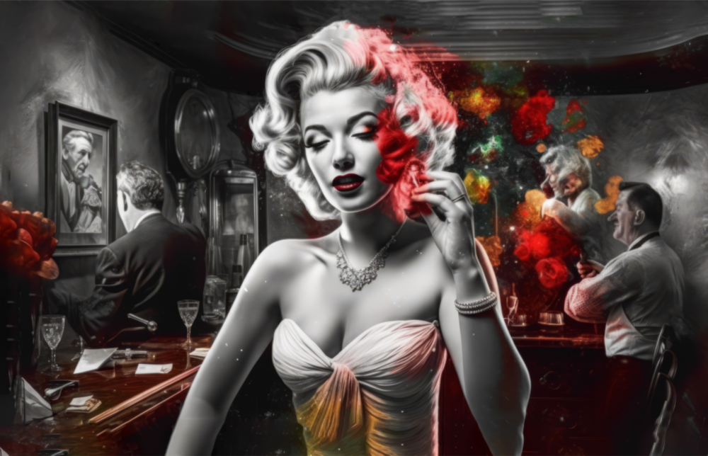 Marilyn in the Bar Glass Wall Art || Designer Collection