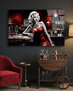 Crimson Bar Blonde with Cocktail Glass Wall Art