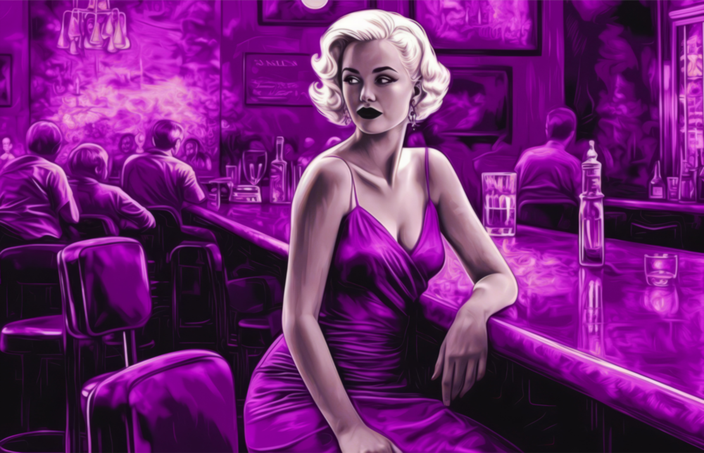 Marilyn in the Bar Glass Wall Art || Designer Collection