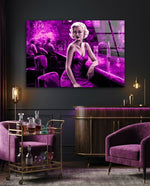 Purple Noir Blonde at Bar Glass Wall Art