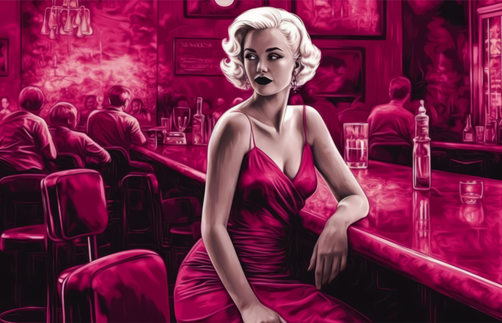 Marilyn in the Bar Glass Wall Art || Designer Collection