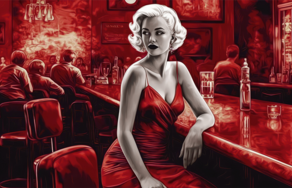Marilyn in the Bar Glass Wall Art || Designer Collection