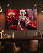 Scarlet Tinted Blonde at Bar Glass Wall Art