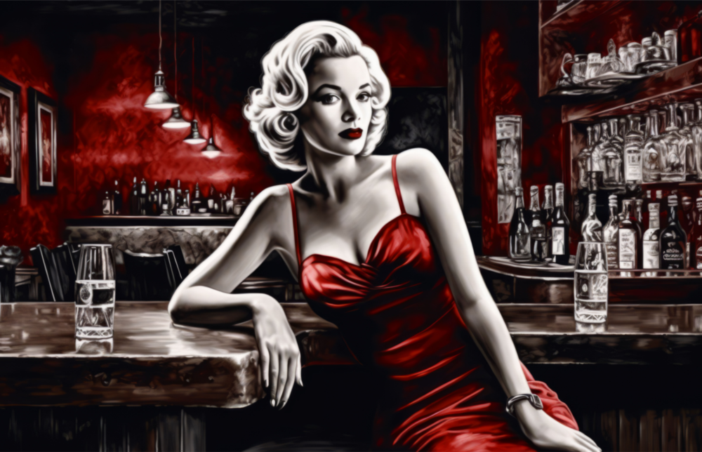Marilyn in the Bar Glass Wall Art || Designer Collection