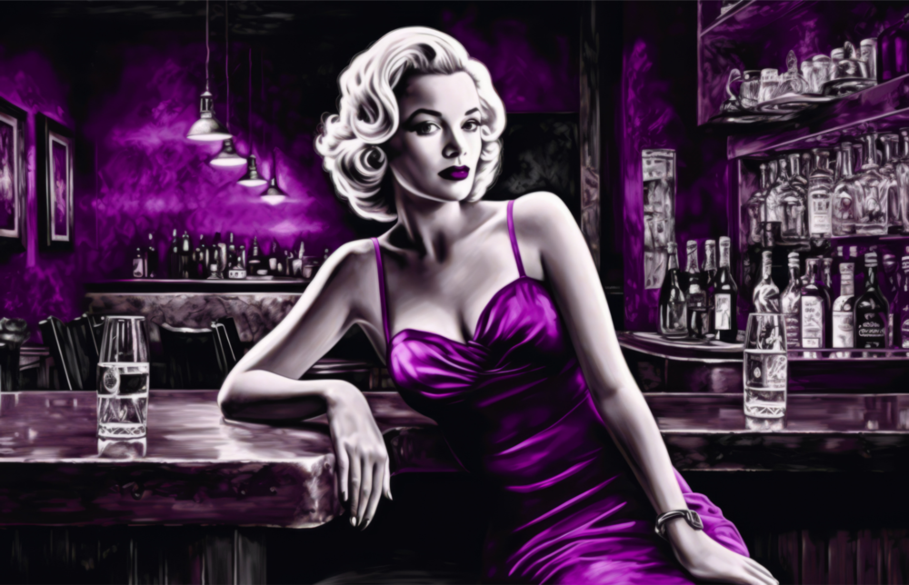 Marilyn in the Bar Glass Wall Art || Designer Collection
