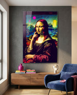 Vivid Pop Landscape Mona Lisa Glass Wall Art