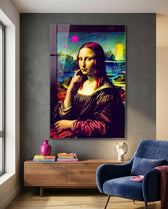 Vivid Pop Landscape Mona Lisa Glass Wall Art