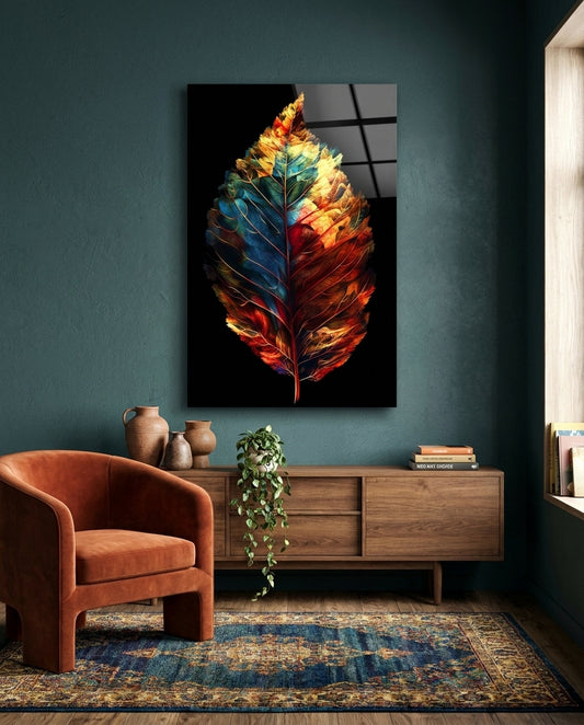 Autumn Leaf Glass Wall Art || Designer Collection