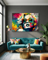 Orange Cat Eye Frames Bright Splash Glass Wall Art