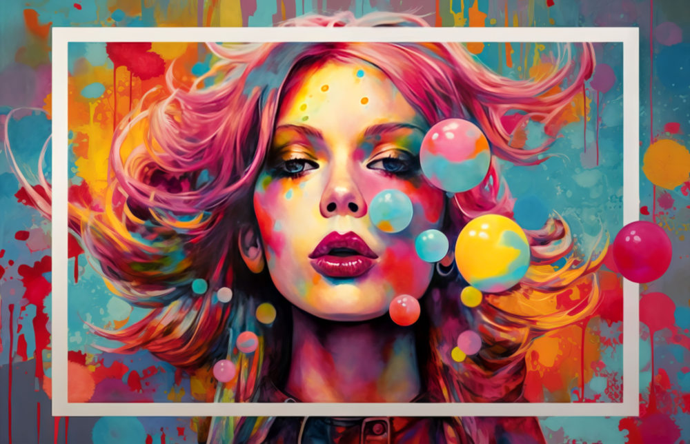 Bubbles and Kisses Glass Wall Art || Designer Collection