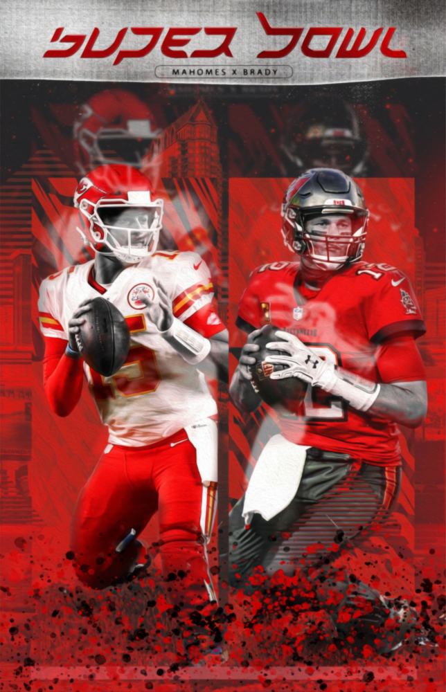NFL - Mahomes x Brady Glass Wall Art || Designer Collection