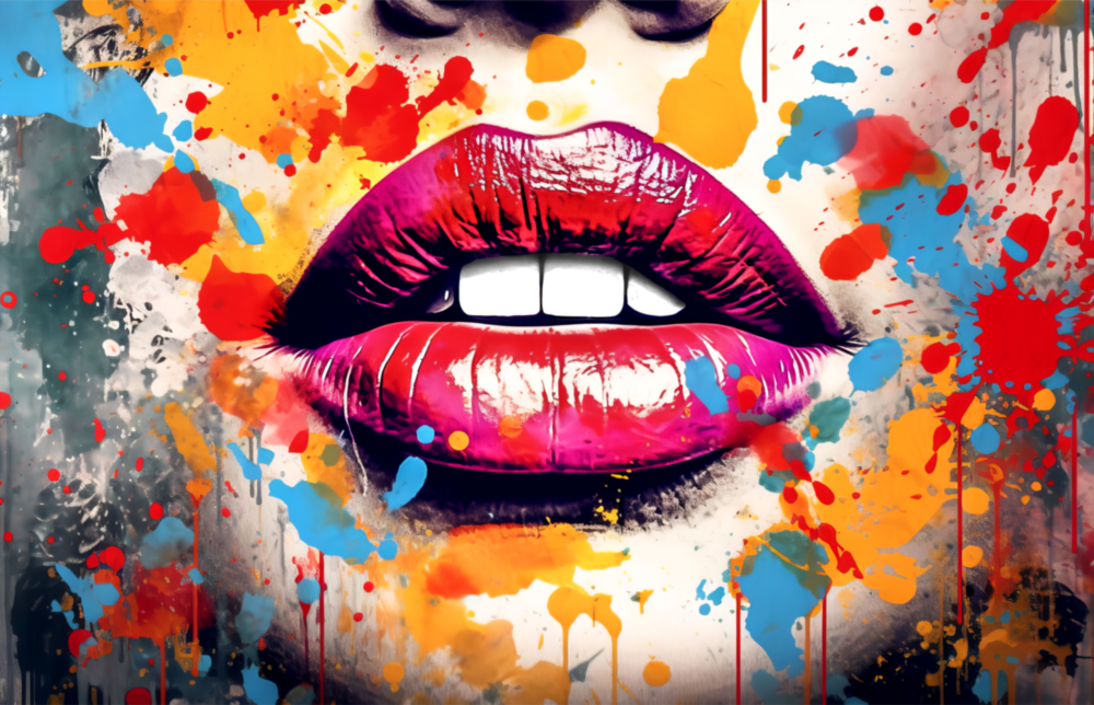 Red Lip Glass Wall Art || Designer Collection