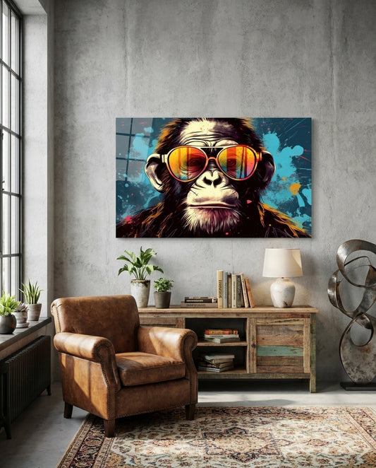Fire Lens Aviators Grumpy Ape Glass Wall Art