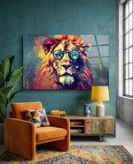 Round Shades Smoky Lion Glass Wall Art