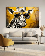 Mustard Giraffe Yellow Shades Glass Wall Art