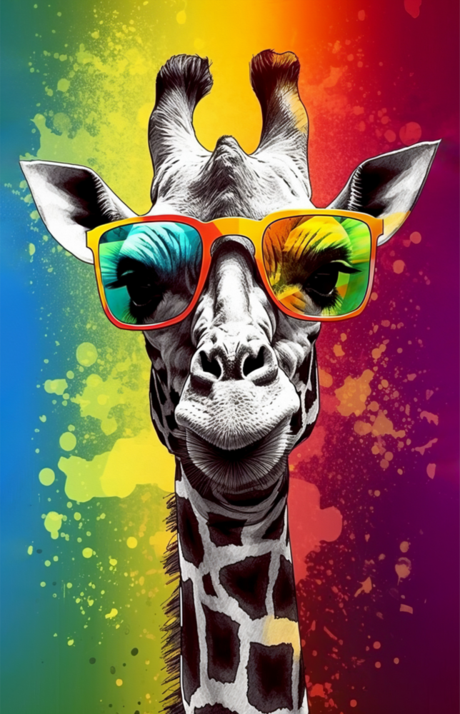 Cool Giraffe Glass Wall Art || Designer Collection