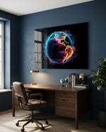 Neon Rim Americas Globe Glass Wall Art