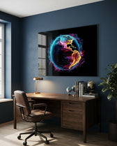 Neon Rim Americas Globe Glass Wall Art